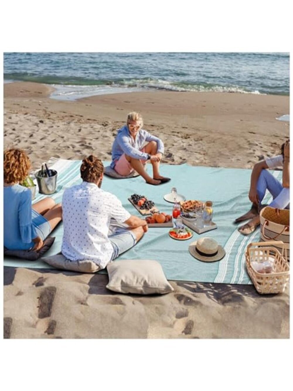Extra Large Turkish Beach Towel Blanket Picnic Camping Mat Oversized Teal Serape